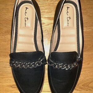 Briggs 18 Womens Chain Leather Black Flat Loafer Shoe By ME TOO SIZE 9 B M